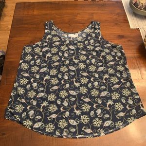 Time and Tru Blue Paisley Tank Top